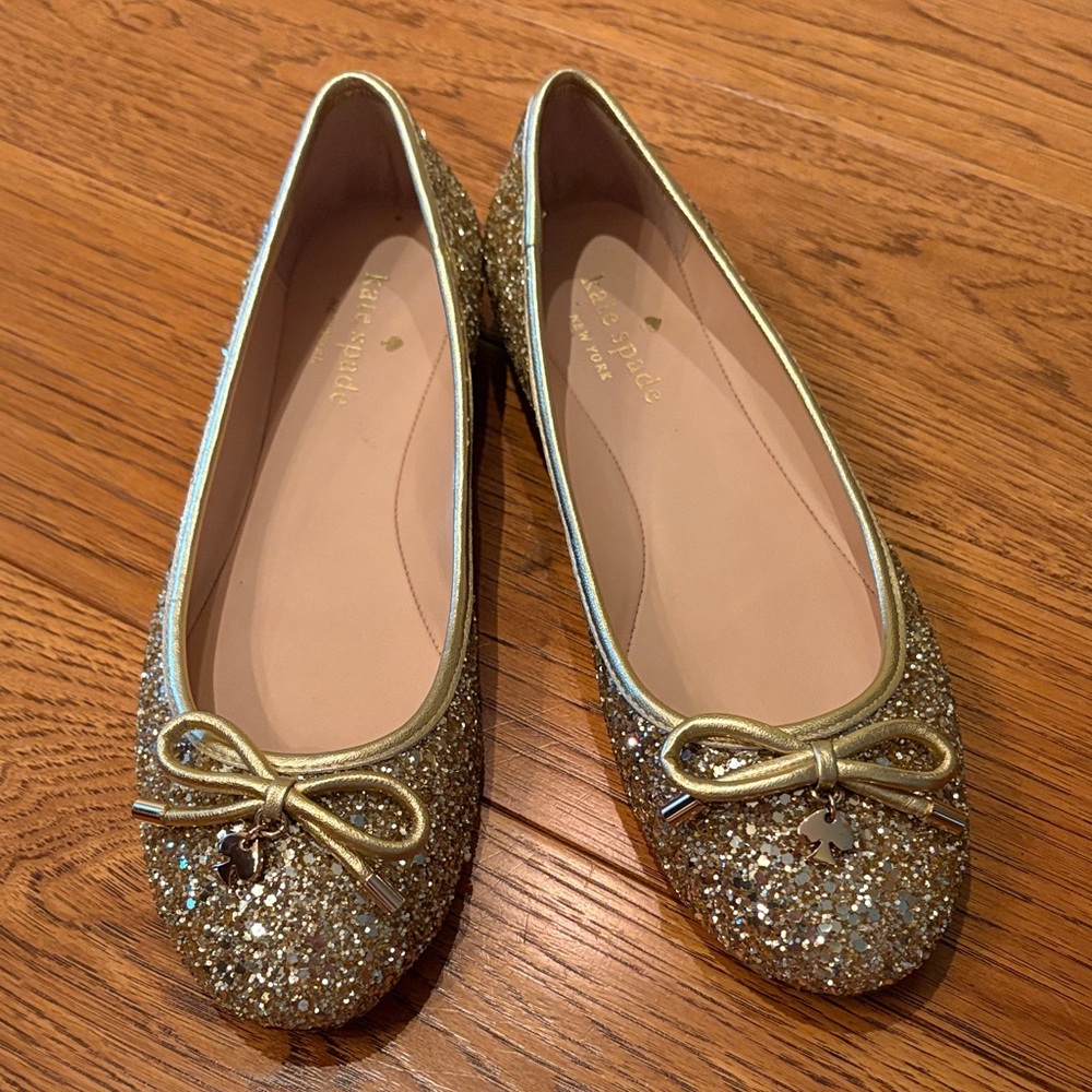 Kate Spade Sparkling Gold Ballet Slippers